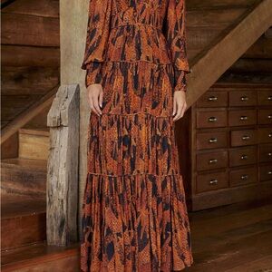 Farm Rio Black Giraffes Puff Sleeve Maxi Dress